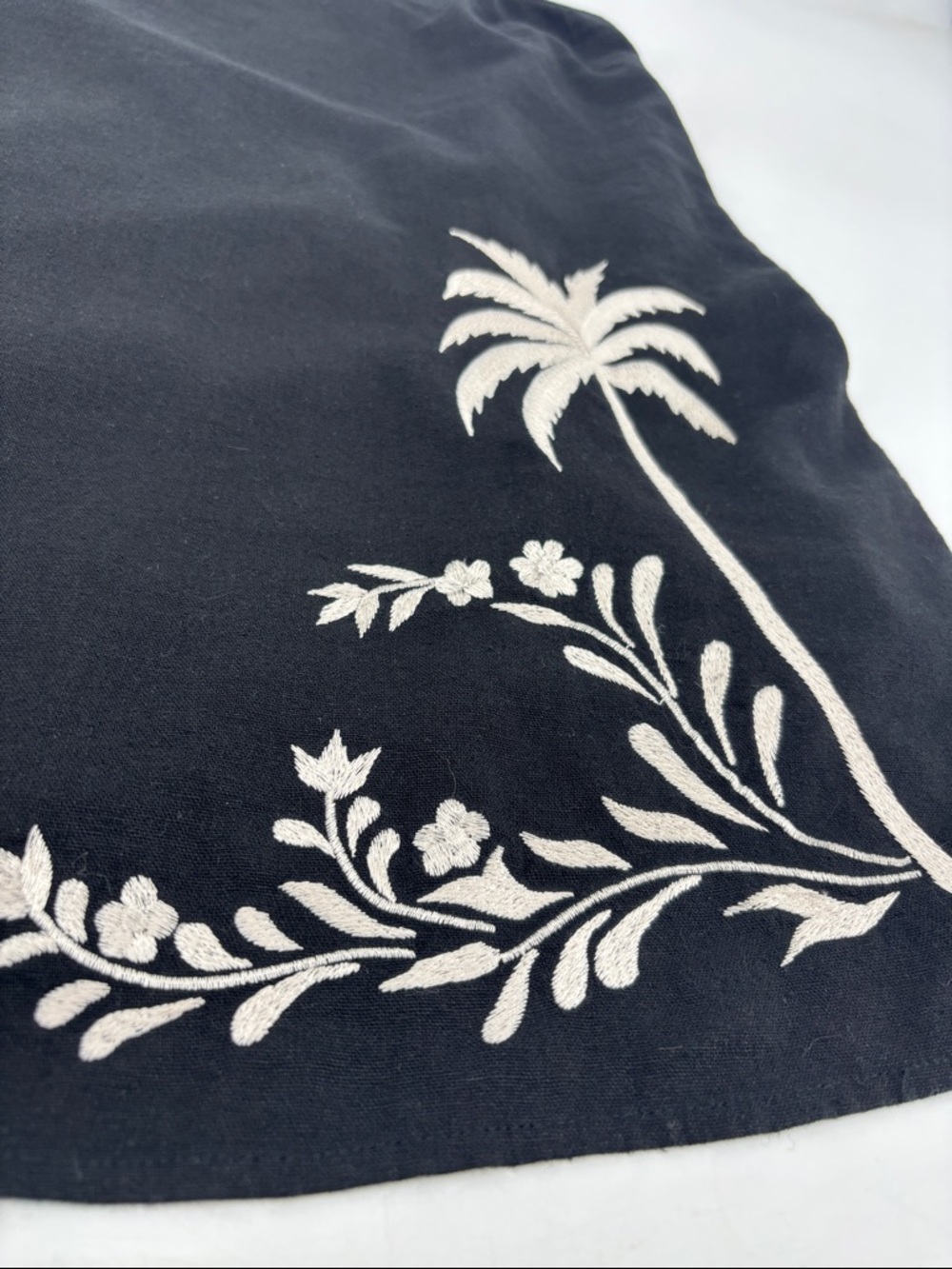 Calypso St. Barth Coastal Chic Boho Linen  Embroidered Tropical Print Mini Dress - Picture 7 of 14